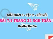 Bài 7.4 trang 32 Toán 8 Tập 2 Kết nối tri thức